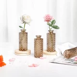 Lot de 6 petits vases ambrés de style diamant